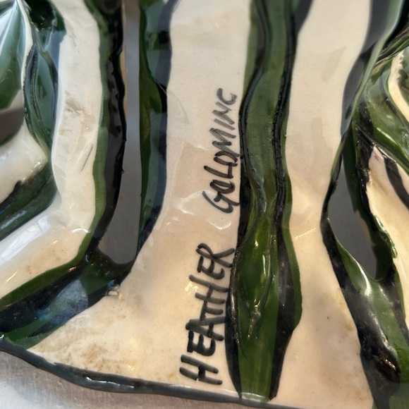 Vintage Blue Sky Pottery tea light Santa candle holder signed Heather Goldminc - Picture 5 of 7